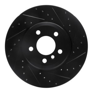 BMW X6 Brake Rotor (1) - Rear Right - R1 Concepts - Drilled & Slotted - Black - `07-`19